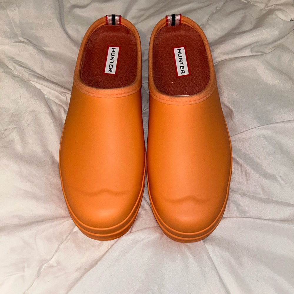 Orange Hunter rain boot clogs